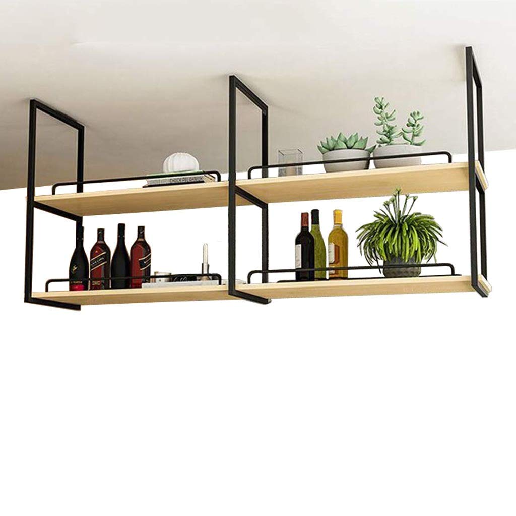 Amazon｜インダストリアルスタイルブラックアイアンソリッドウッド2段